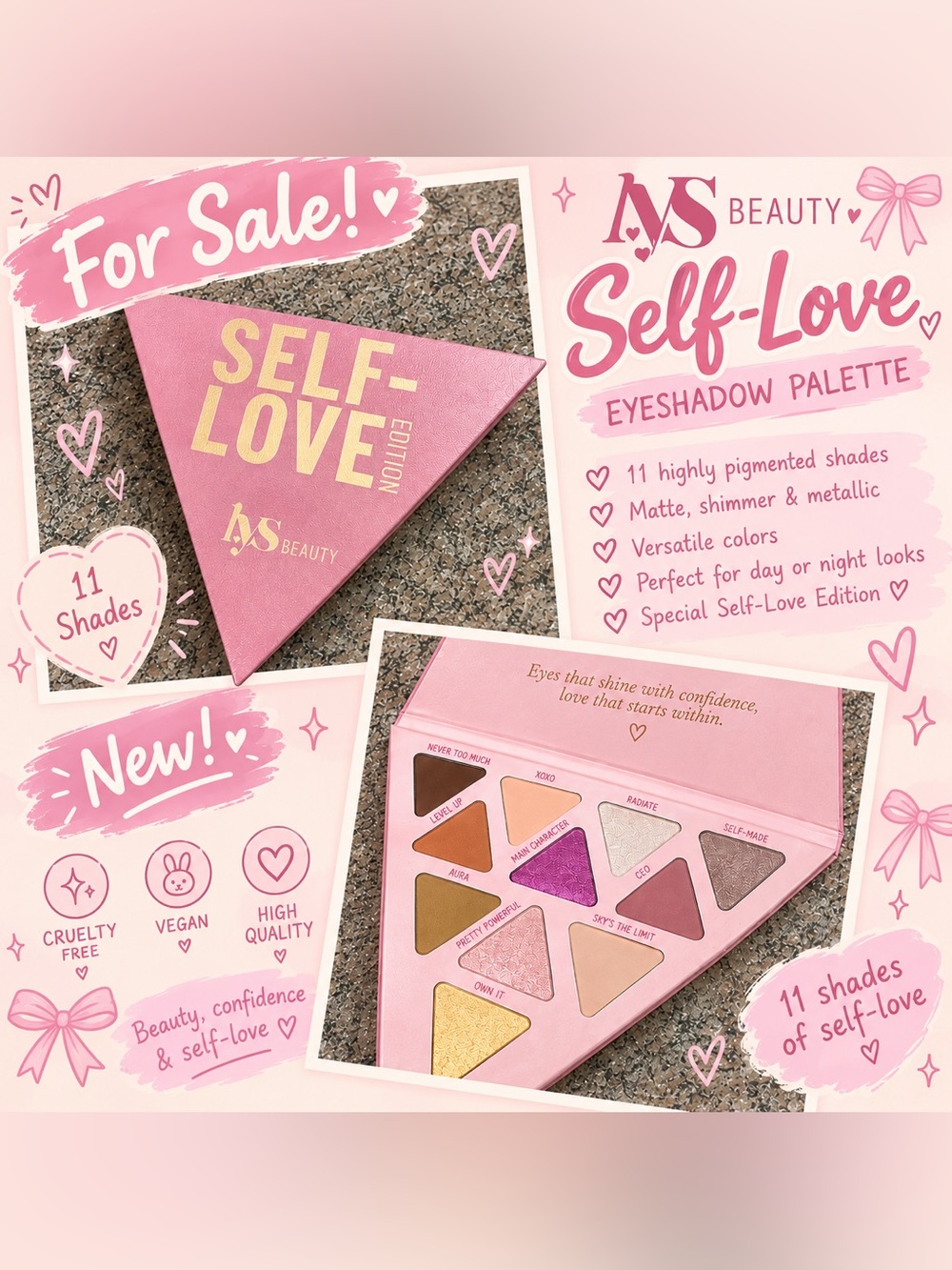 LYS Beauty Self-Love Eyeshadow Palette — Pink & Gold Accents